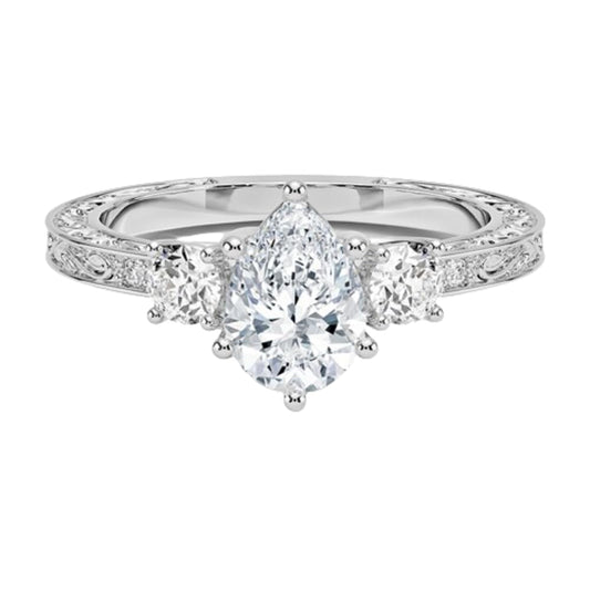 Solitaire 1 CT Pear Cut Lab Grown Diamond Engagement Ring - view 1