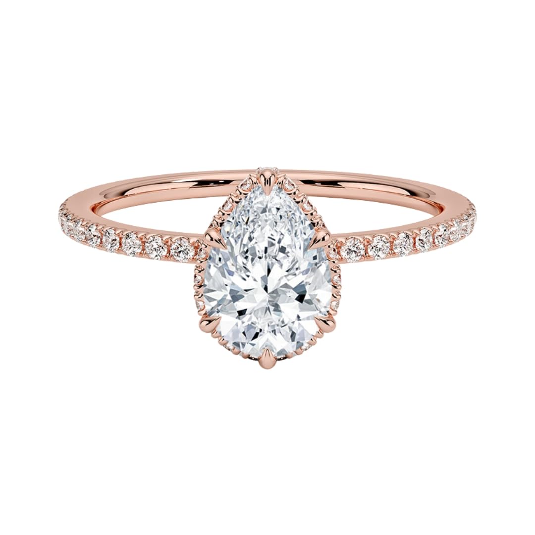 Hidden Halo 1 CT Pear Cut Lab Grown Diamond Ring - view 4