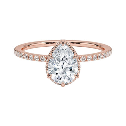 Hidden Halo 1 CT Pear Cut Lab Grown Diamond Ring - view 4