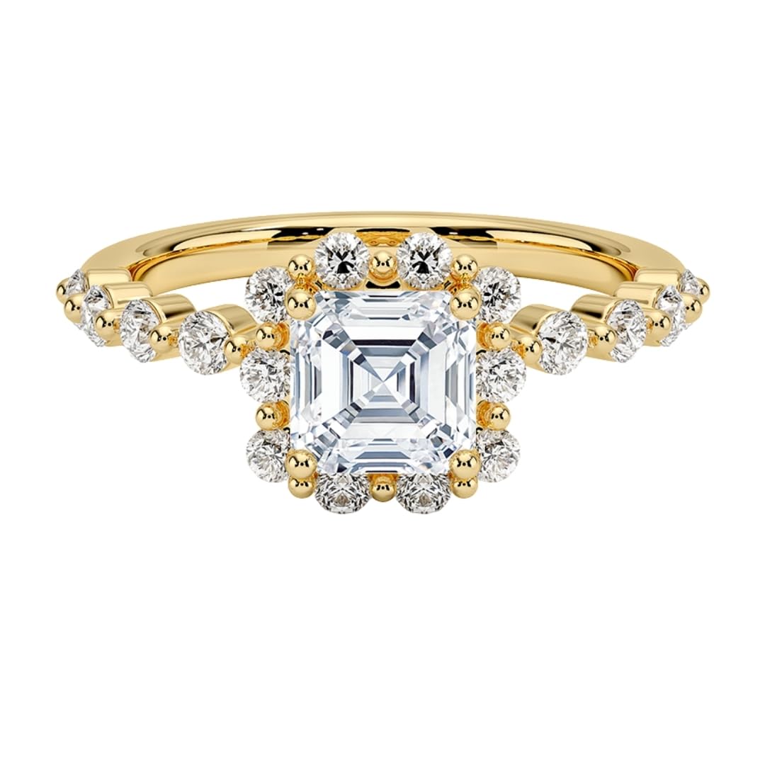Halo 1 CT Asscher Cut Lab Grown Diamond Engagement Ring - view 4