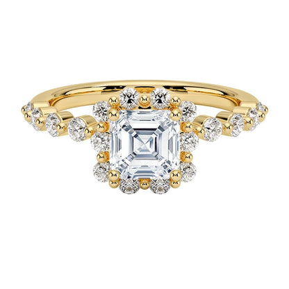 Halo 1 CT Asscher Cut Lab Grown Diamond Engagement Ring - view 4