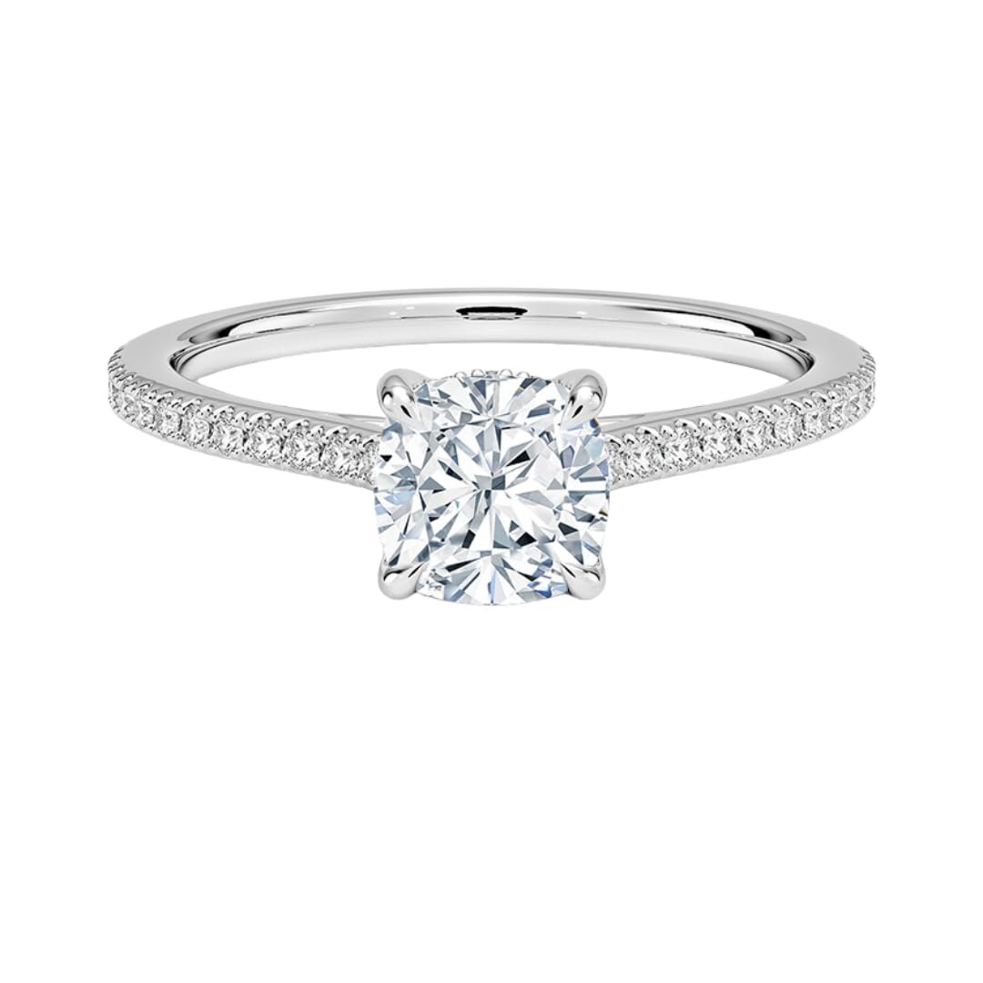 Solitaire 1 CT Cushion Cut Lab Grown Diamond Engagement Ring - view 1