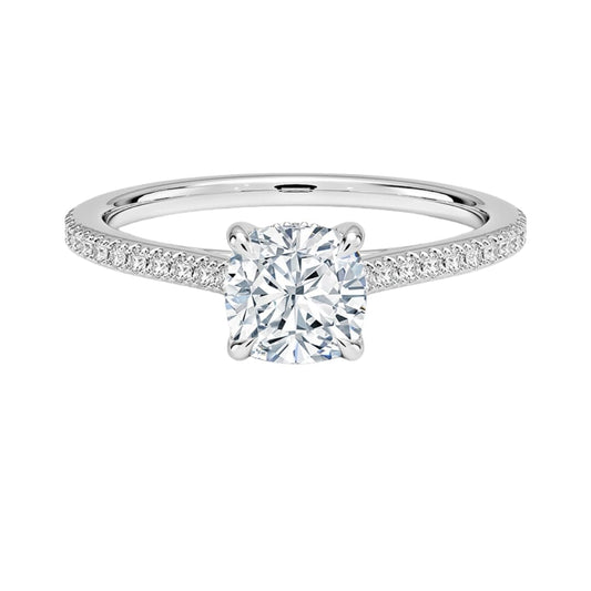 Solitaire 1 CT Cushion Cut Lab Grown Diamond Engagement Ring - view 1