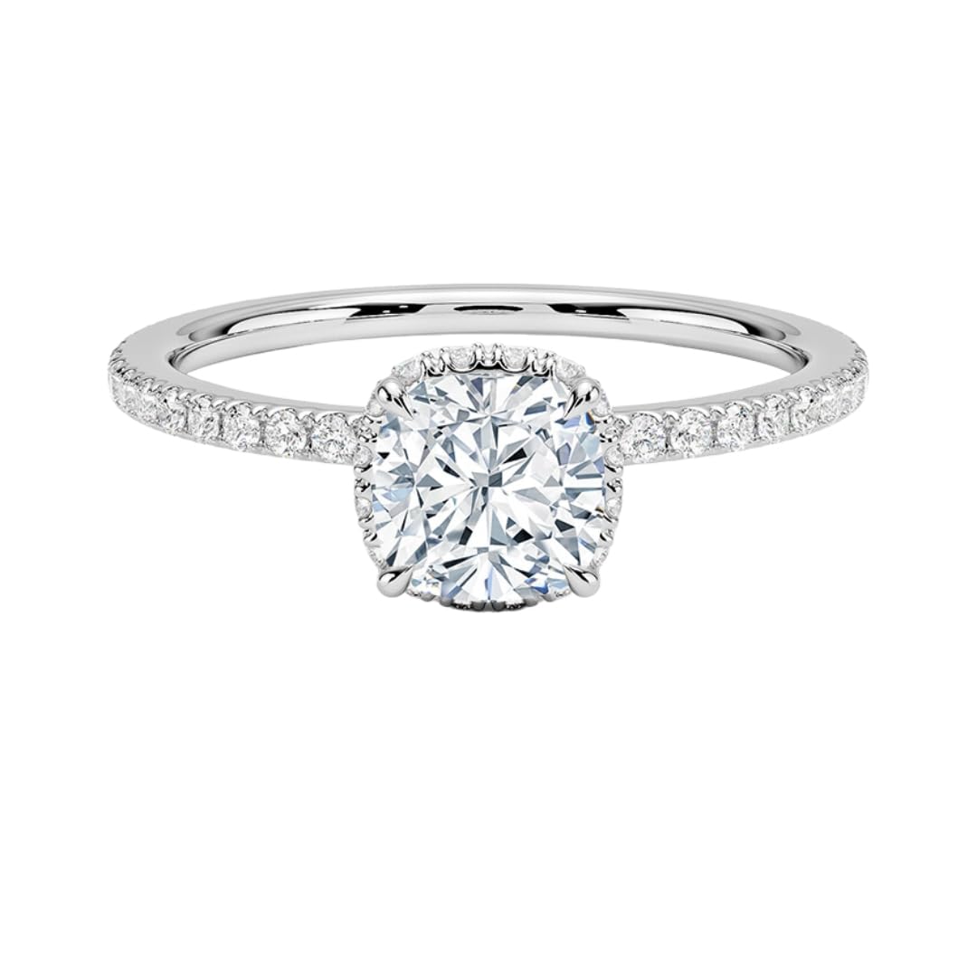 Hidden Halo 1 CT Cushion Cut Lab Grown Diamond Ring - view 6