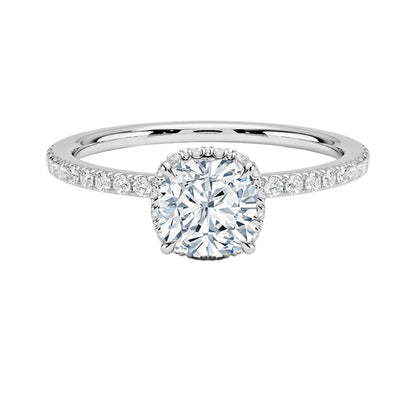Hidden Halo 1 CT Cushion Cut Lab Grown Diamond Ring - view 6
