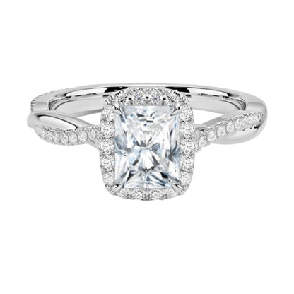 Twisted Band 1 CT Radiant Cut Lab Grown Diamond Engagement Halo Ring - view 6