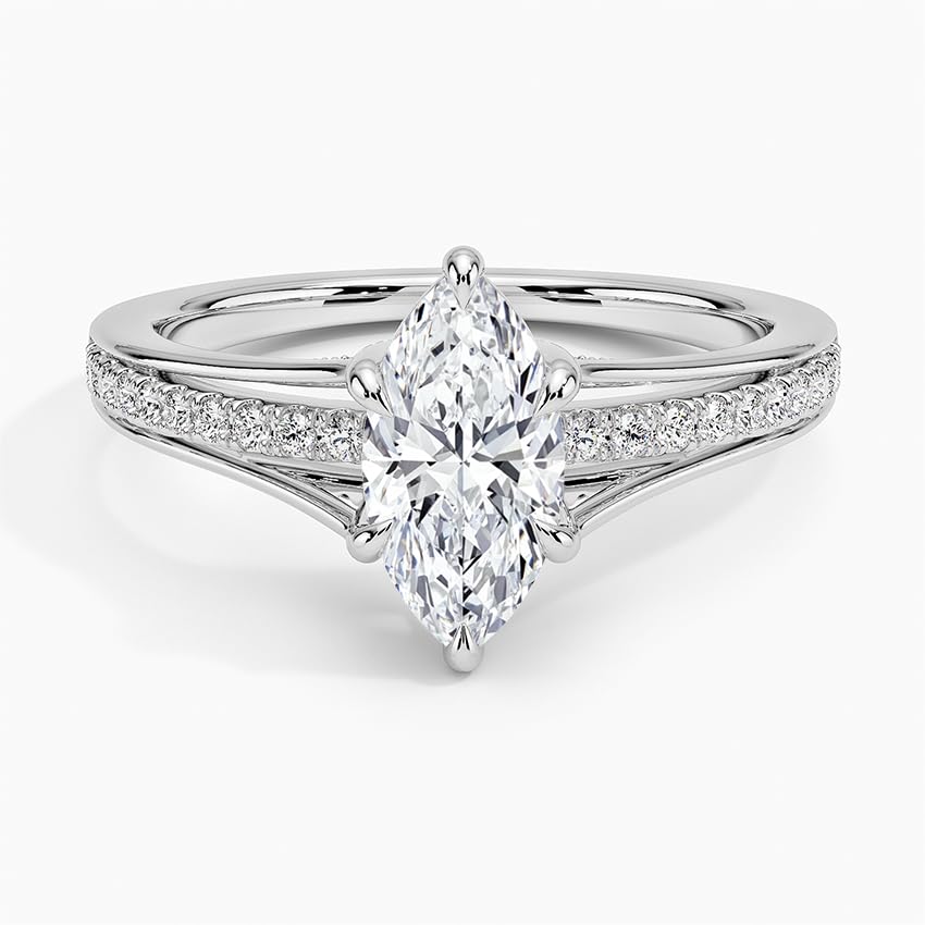 Pave 1 CT Marquise Cut Lab Grown Diamond Engagement Ring - view 6