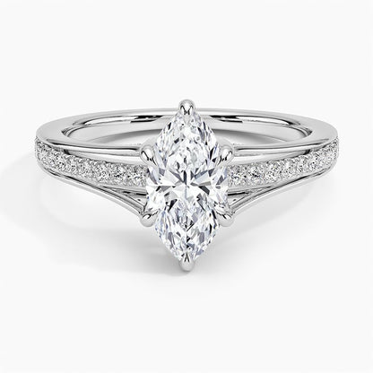 Pave 1 CT Marquise Cut Lab Grown Diamond Engagement Ring - view 6