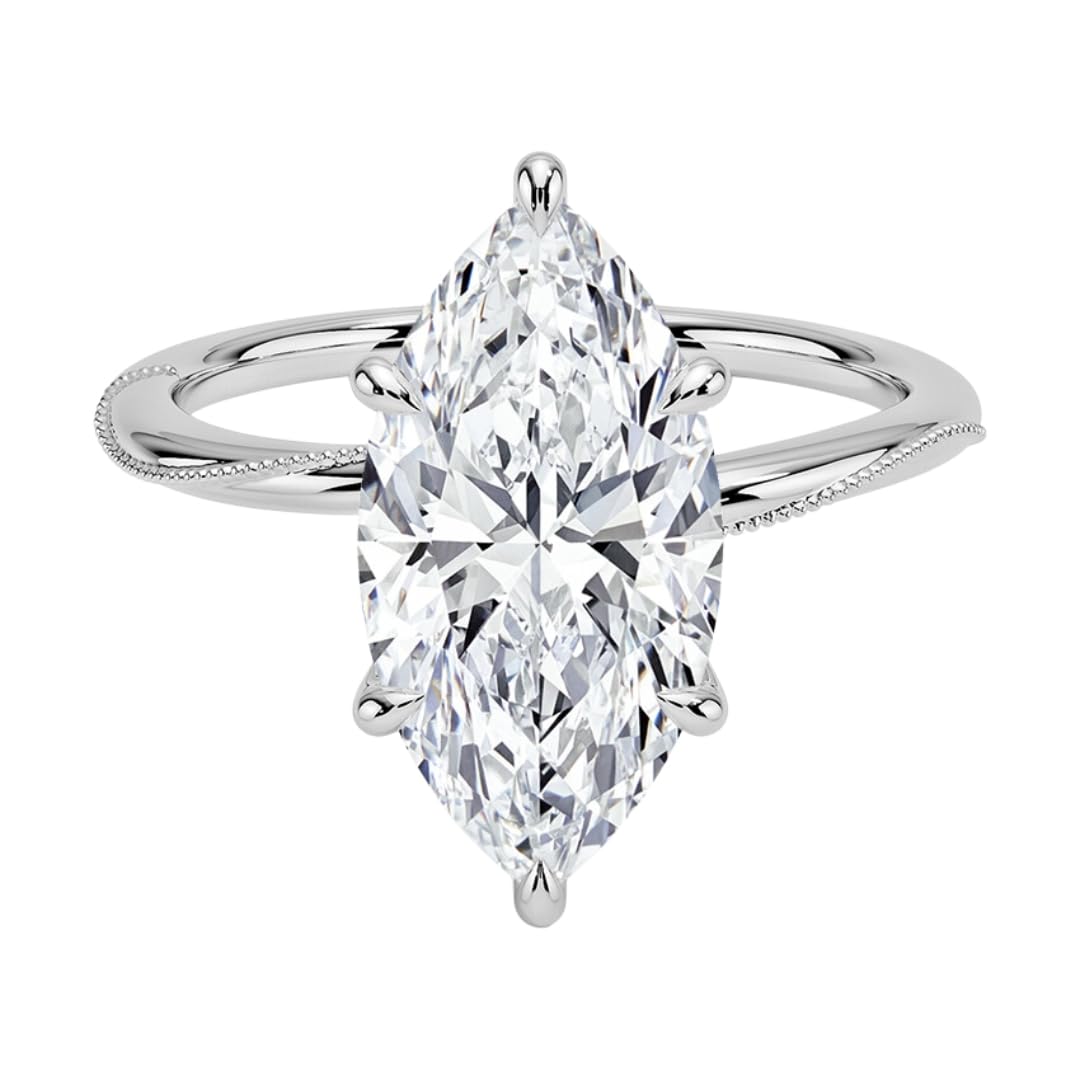 Solitaire 3 CT Marquise Cut Lab Grown Diamond Engagement Ring - view 2