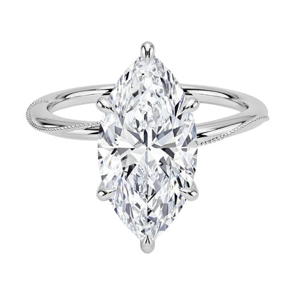 Solitaire 3 CT Marquise Cut Lab Grown Diamond Engagement Ring - view 2