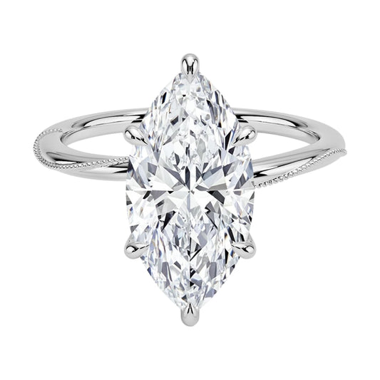 Solitaire 3 CT Marquise Cut Lab Grown Diamond Engagement Ring - view 2