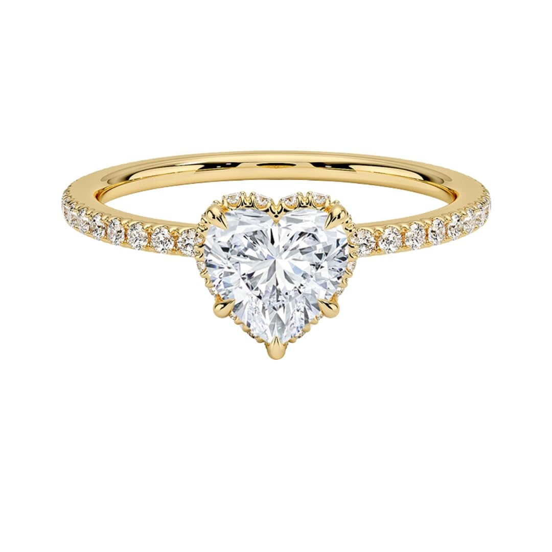 Hidden Halo 1 CT Heart Cut Lab Grown Diamond Ring - view 4