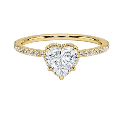 Hidden Halo 1 CT Heart Cut Lab Grown Diamond Ring - view 4