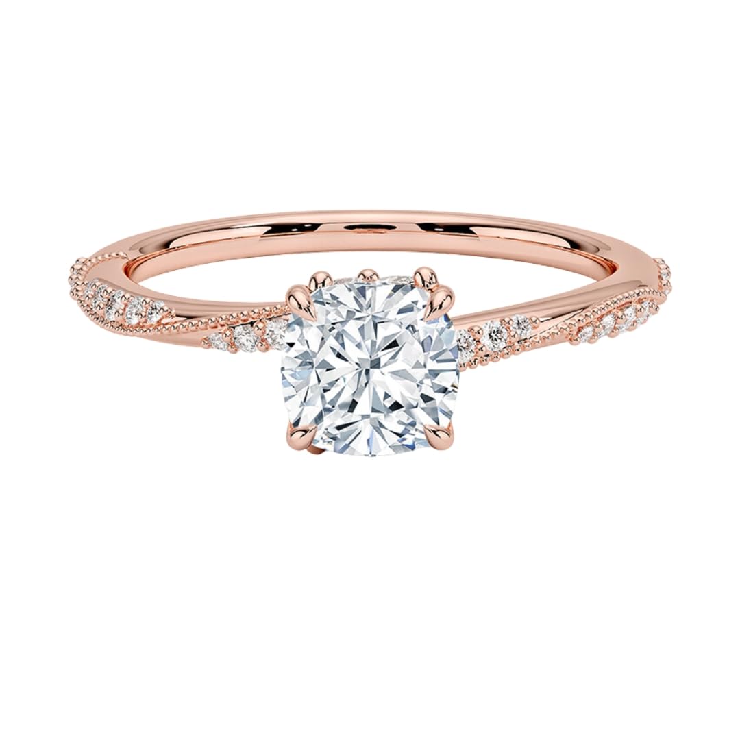 Solitaire 1 CT Cushion Cut Lab Grown Diamond Engagement Ring - view 4
