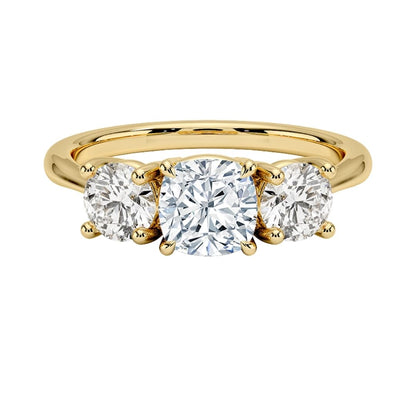 Solitaire 1 CT Cushion Cut Lab Grown Diamond Three Stone Engagement Ring - view 6