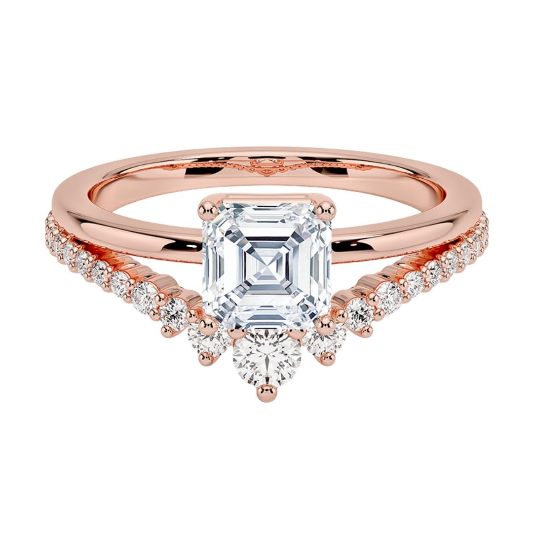 Solitaire 1 CT Asscher Cut Lab Grown Diamond Curved Engagement Ring - view 4