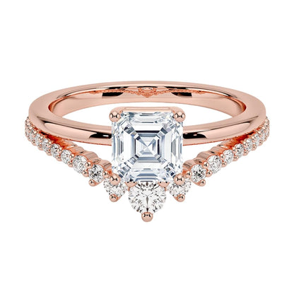 Solitaire 1 CT Asscher Cut Lab Grown Diamond Curved Engagement Ring - view 4