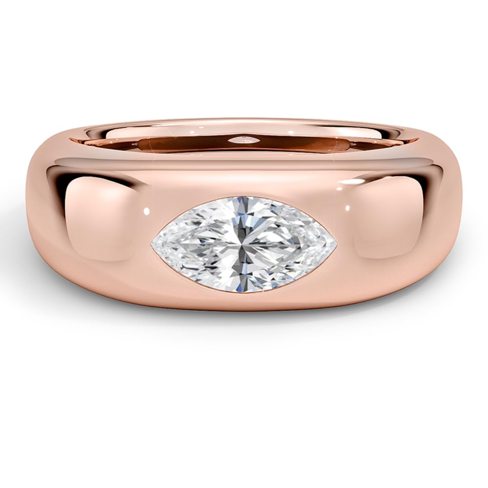 Solitaire 1 CT Marquise Cut Lab Grown Diamond Bezel Engagement Ring - view 1