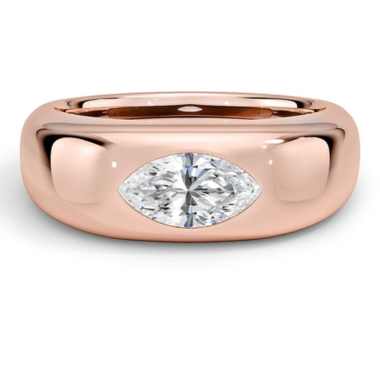 Solitaire 1 CT Marquise Cut Lab Grown Diamond Bezel Engagement Ring - view 1