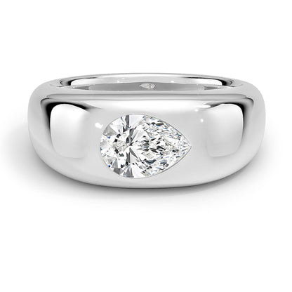 Solitaire 1 CT Pear Cut Lab Grown Diamond Bezel Engagement Ring - view 5