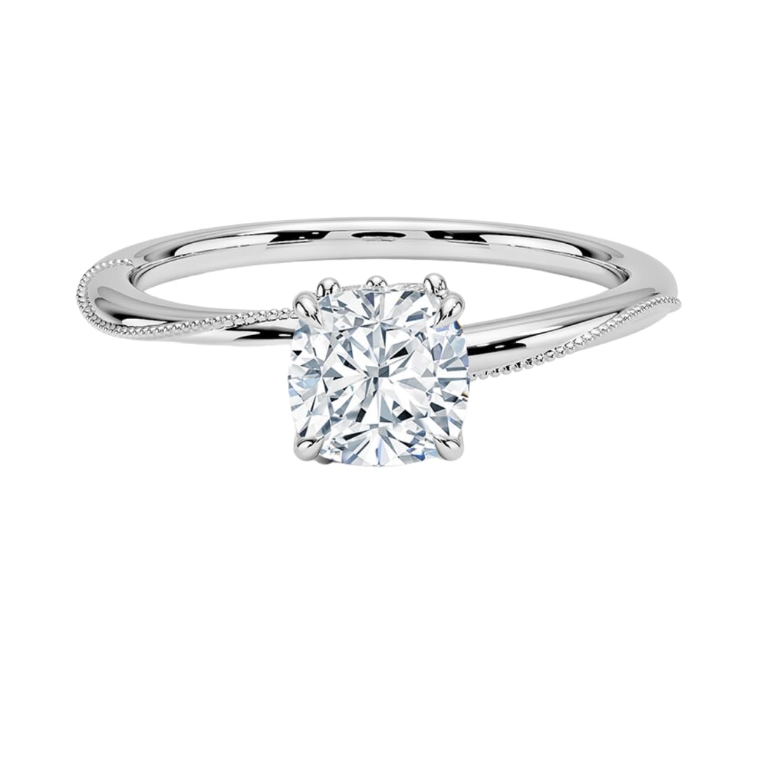 Solitaire 1 CT Cushion Cut Lab Grown Diamond Engagement Ring - view 6