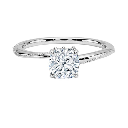 Solitaire 1 CT Cushion Cut Lab Grown Diamond Engagement Ring - view 6