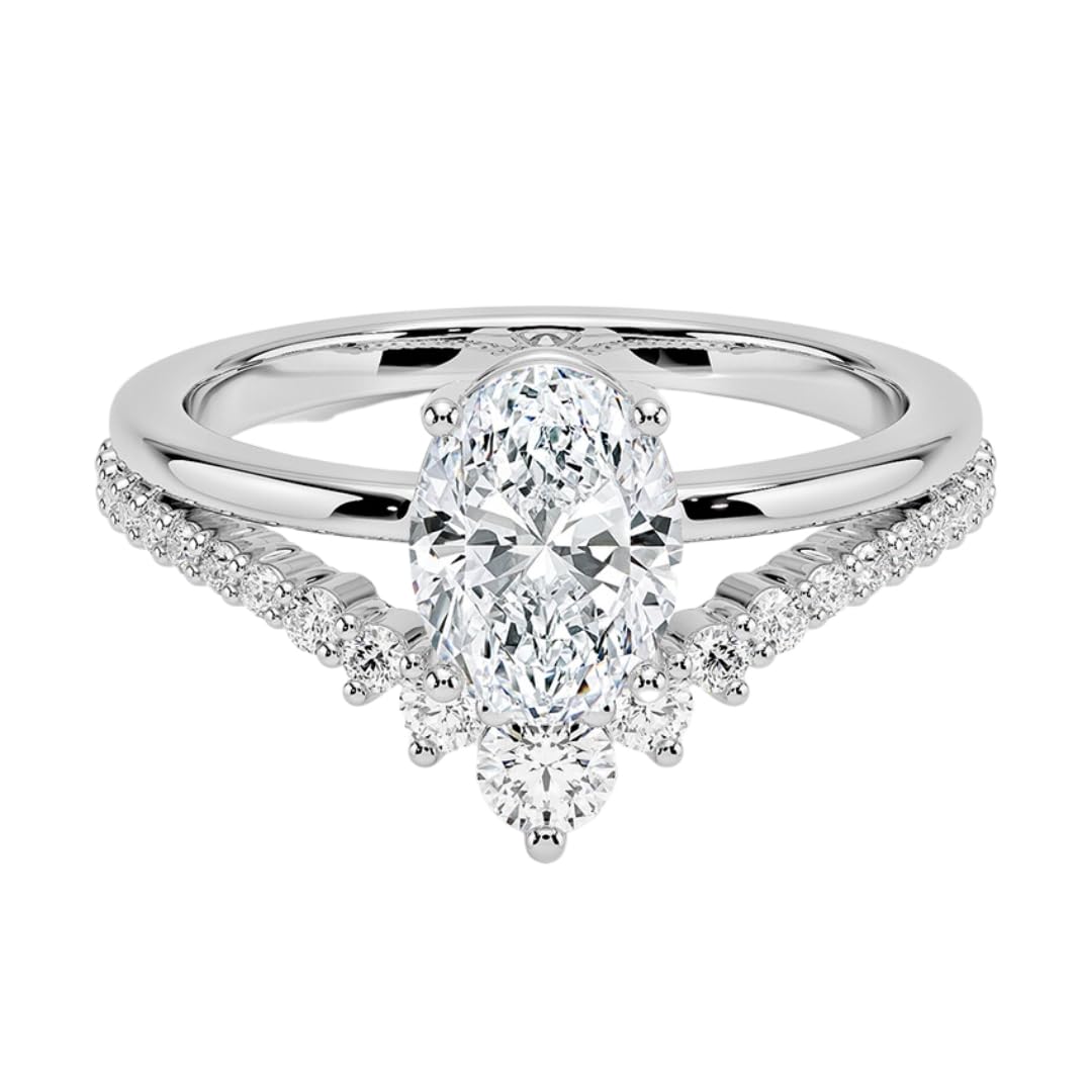 Solitaire 1 CT Oval Cut Lab Grown Diamond Curved Engagement Ring - view 4