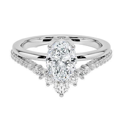 Solitaire 1 CT Oval Cut Lab Grown Diamond Curved Engagement Ring - view 4