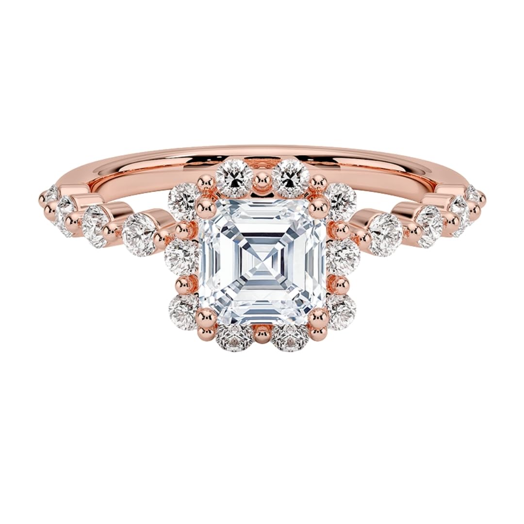 Halo 1 CT Asscher Cut Lab Grown Diamond Engagement Ring - view 6