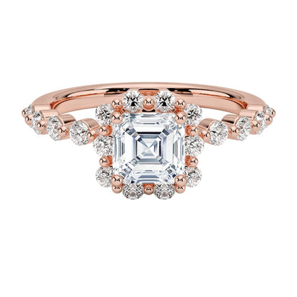 Halo 1 CT Asscher Cut Lab Grown Diamond Engagement Ring - view 6