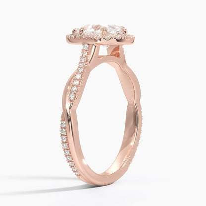 Twisted Band 1 CT Pear Cut Lab Grown Diamond Engagement Halo Ring - view 2