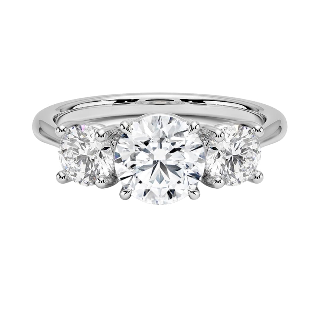 Solitaire 1 CT Round Cut Lab Grown Diamond Three Stone Engagement Ring - view 6