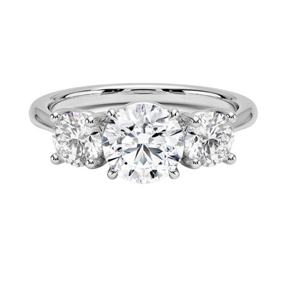 Solitaire 1 CT Round Cut Lab Grown Diamond Three Stone Engagement Ring - view 6