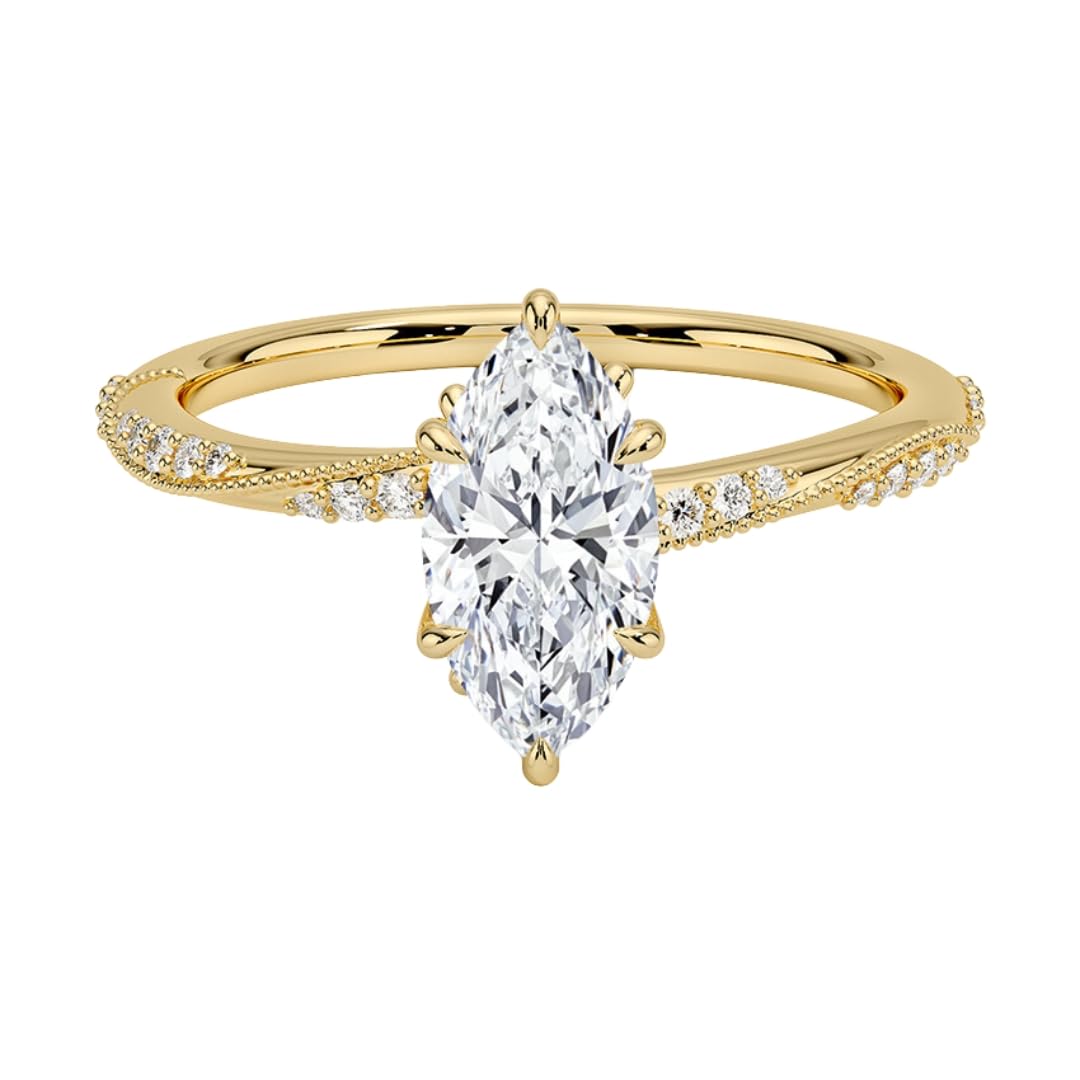 Solitaire 1 CT Marquise Cut Lab Grown Diamond Engagement Ring - view 4
