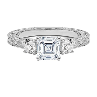 Solitaire 1 CT Asscher Cut Lab Grown Diamond Engagement Ring - view 1