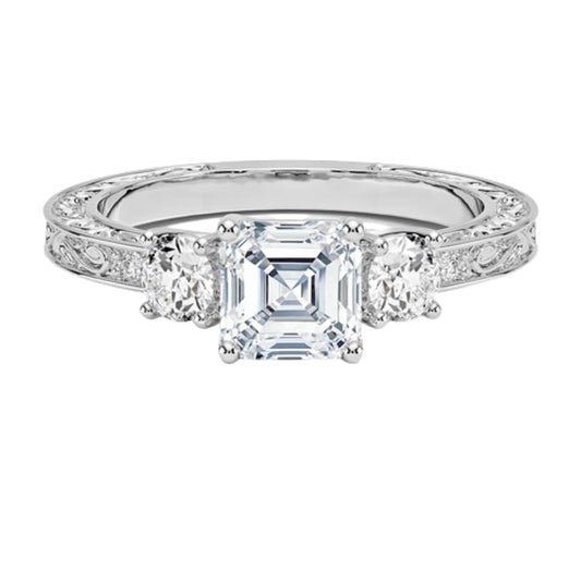 Solitaire 1 CT Asscher Cut Lab Grown Diamond Engagement Ring - view 1