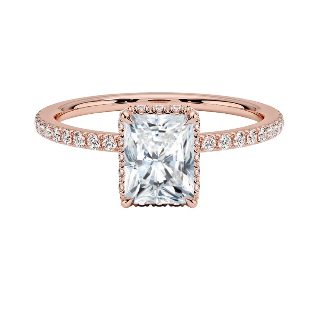 Hidden Halo 1 CT Radiant Cut Lab Grown Diamond Ring - view 6