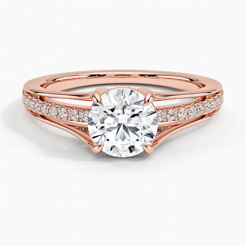 Pave 1 CT Round Cut Lab Grown Diamond Engagement Ring - view 4