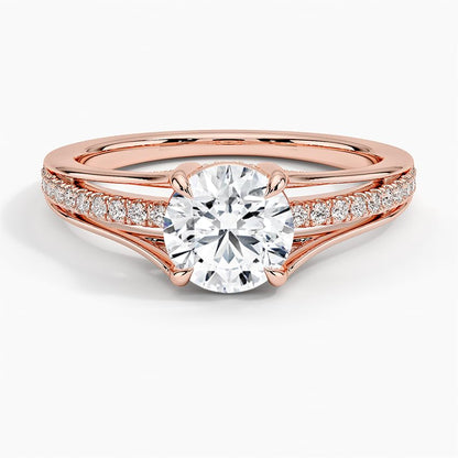 Pave 1 CT Round Cut Lab Grown Diamond Engagement Ring - view 4