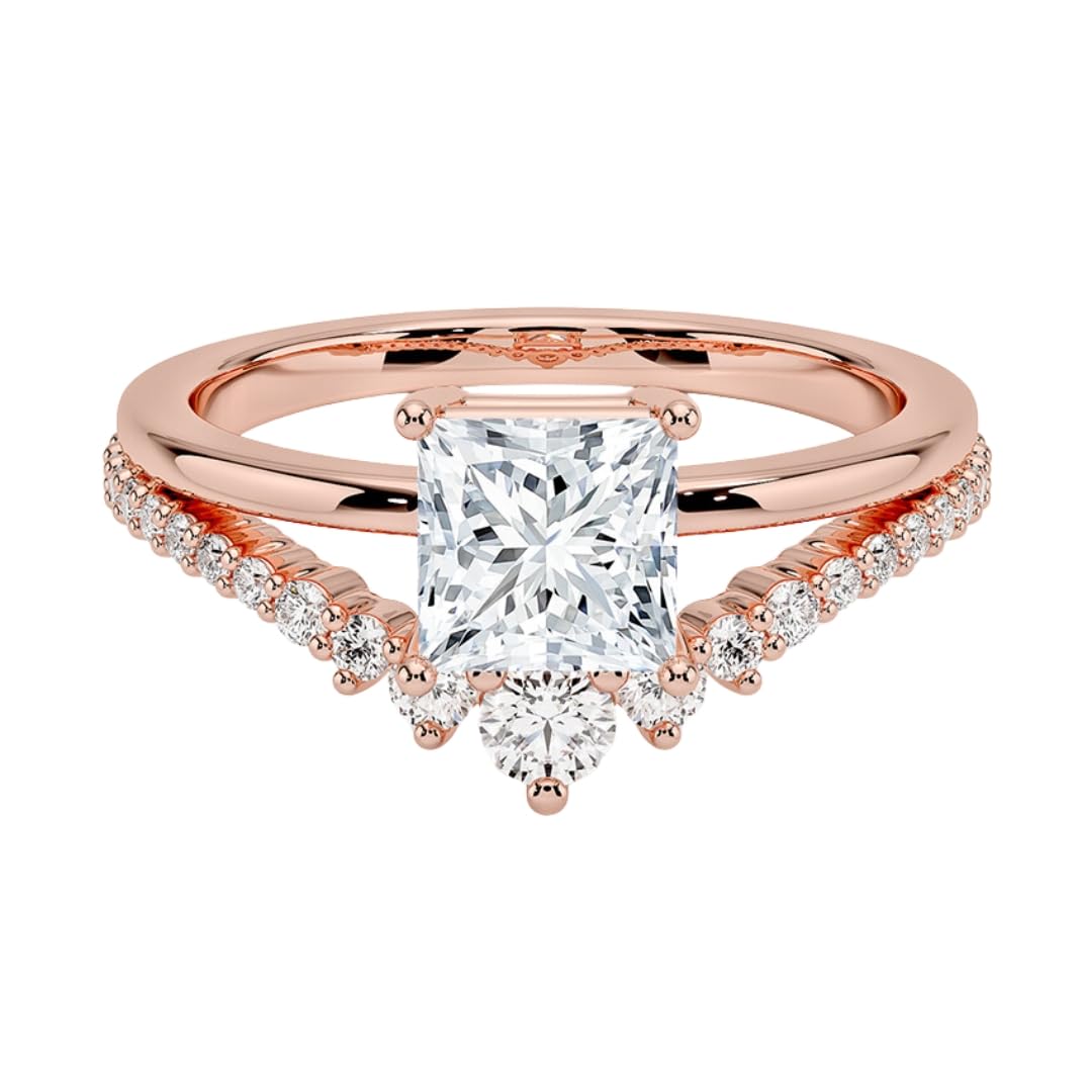 Solitaire 1 CT Princess Cut Lab Grown Diamond Curved Engagement Ring - view 4
