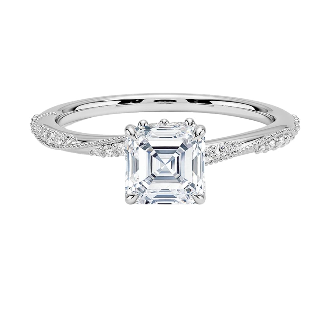 1 CT Asscher Cut Lab Grown Diamond Engagement Ring - view 1