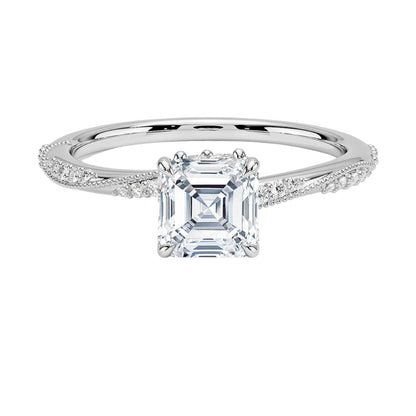 1 CT Asscher Cut Lab Grown Diamond Engagement Ring - view 1