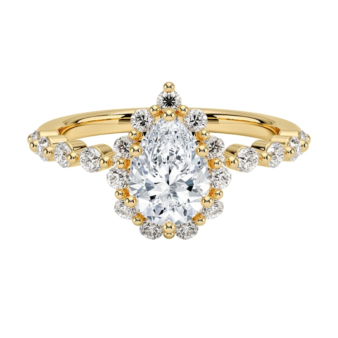 Halo 1 CT Pear Cut Lab Grown Diamond Engagement Ring