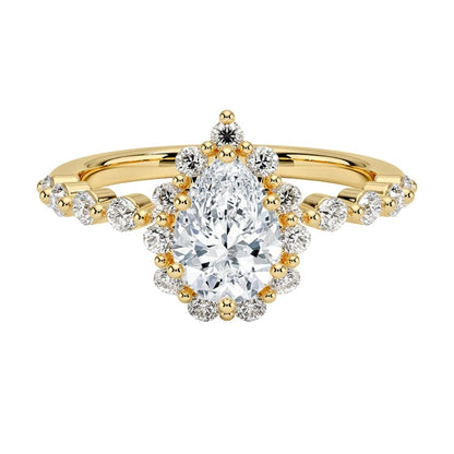 Halo 1 CT Pear Cut Lab Grown Diamond Engagement Ring