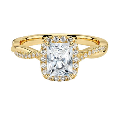 Twisted Band 1 CT Radiant Cut Lab Grown Diamond Engagement Halo Ring - view 1
