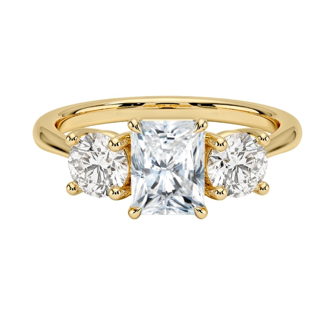 Solitaire 1 CT Radiant Cut Lab Grown Diamond Three Stone Engagement Ring - view 6