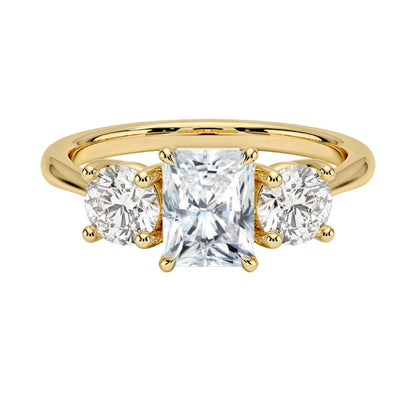 Solitaire 1 CT Radiant Cut Lab Grown Diamond Three Stone Engagement Ring - view 6
