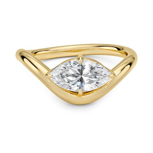 Solitaire 1 CT Marquise Cut Lab Grown Diamond Curved Band Engagement Ring - view 1