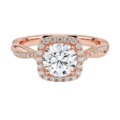 Twisted Band 1 CT Round Cut Lab Grown Diamond Engagement Halo Ring - view 5