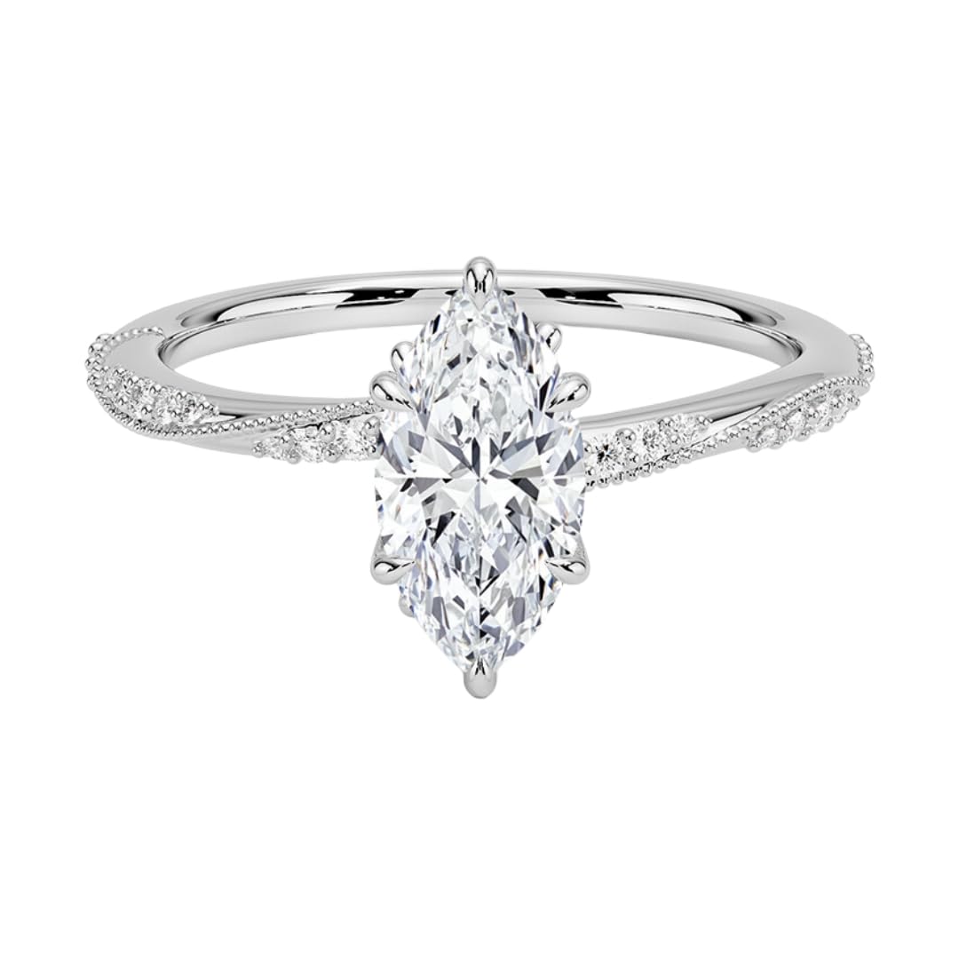 Solitaire 1 CT Marquise Cut Lab Grown Diamond Engagement Ring - view 6